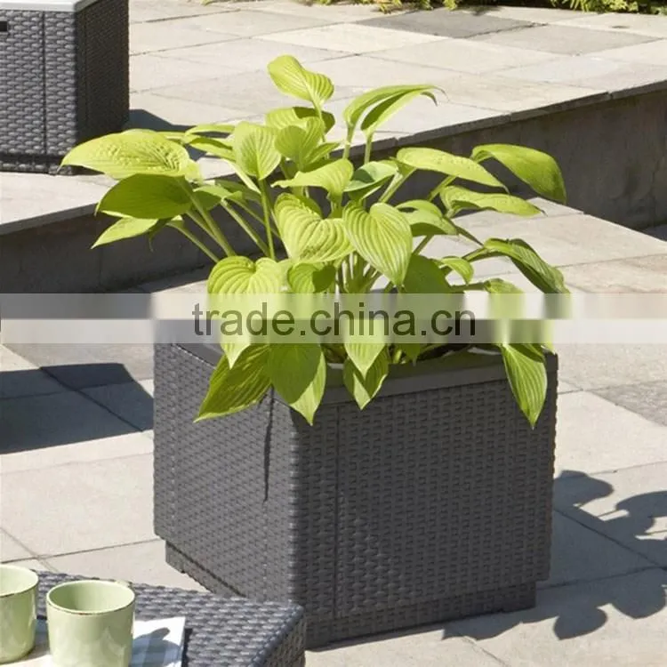 UV-resistant outdoor garden resin rattan square garlic planter sale