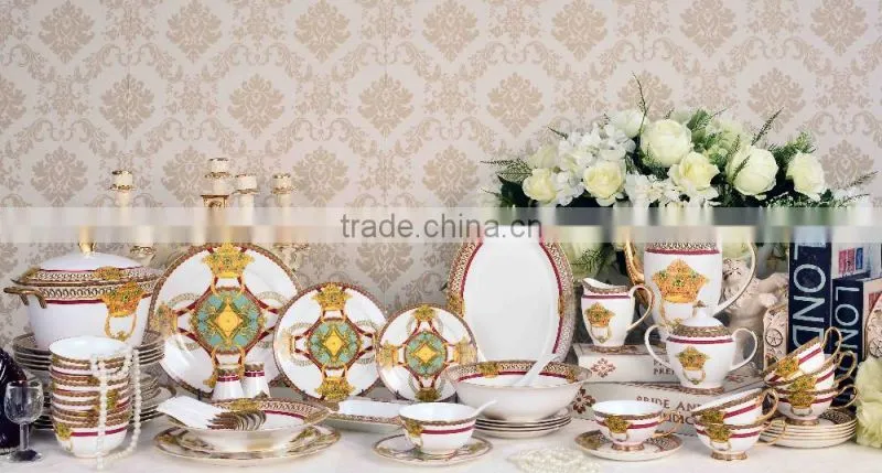 New design 69pcs ceramic dinner ware bone china dinnerware set
