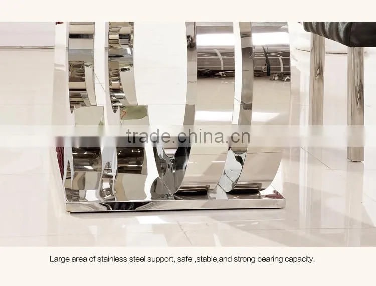 TH286-1 Modern glass top stainless steel dining table