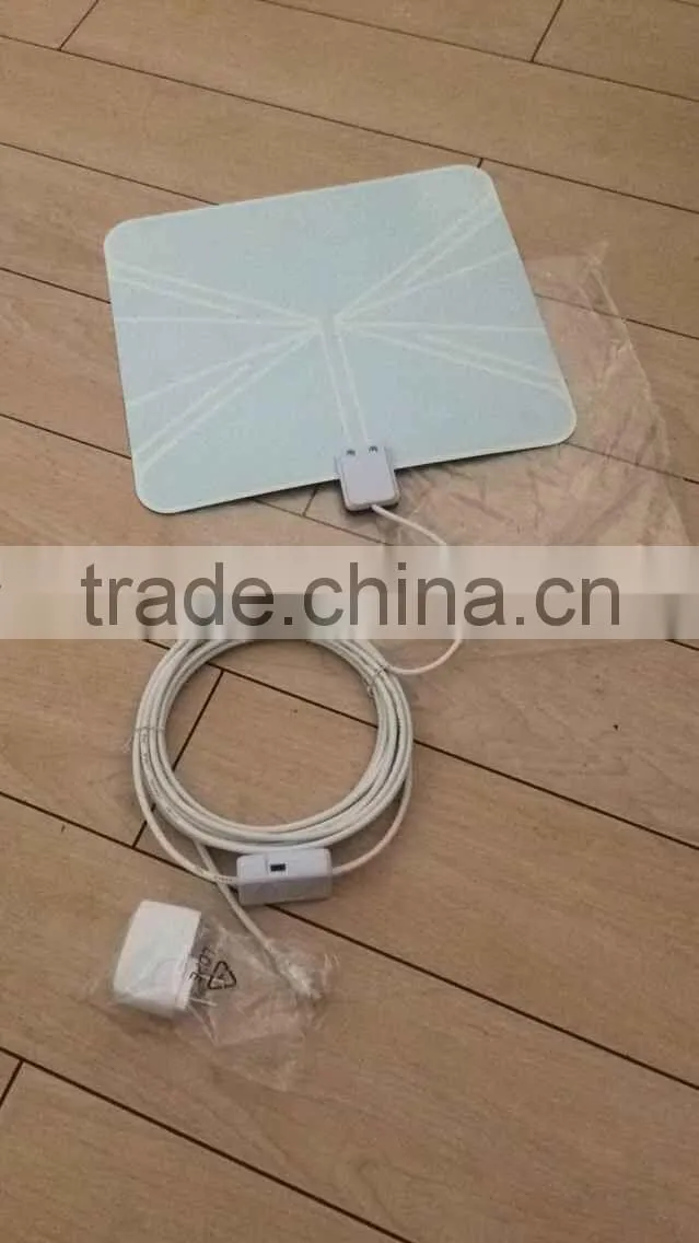 2015 Wholesale Amplified Indoor Digital TV Antenna Ultra-thin 50 Miles Range HD High Gain Flat Antenna Amplified TV Antenna