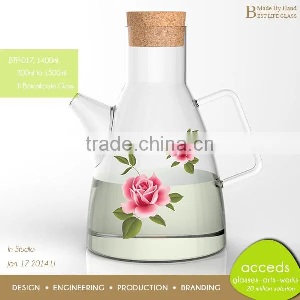 Professional Design Lead-Free Ti-Borosilicate Glass Insulated Tea Pot