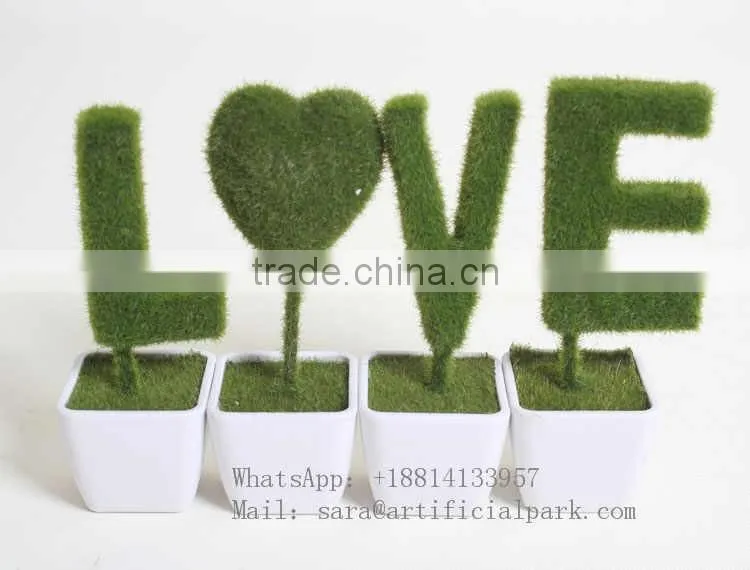 Grass moss topiary plants mini plants custmo made "LOVE"
