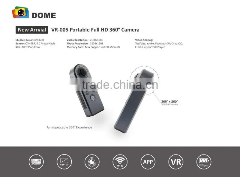 2017 trending products two Lens 720 Ultra HD VR wifi digital sport action camera vr 360