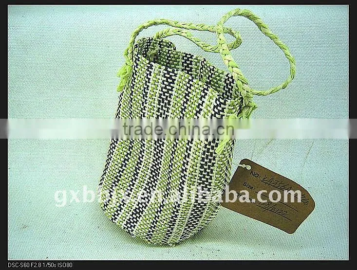Green cotton&paper rope round small handbags women bags