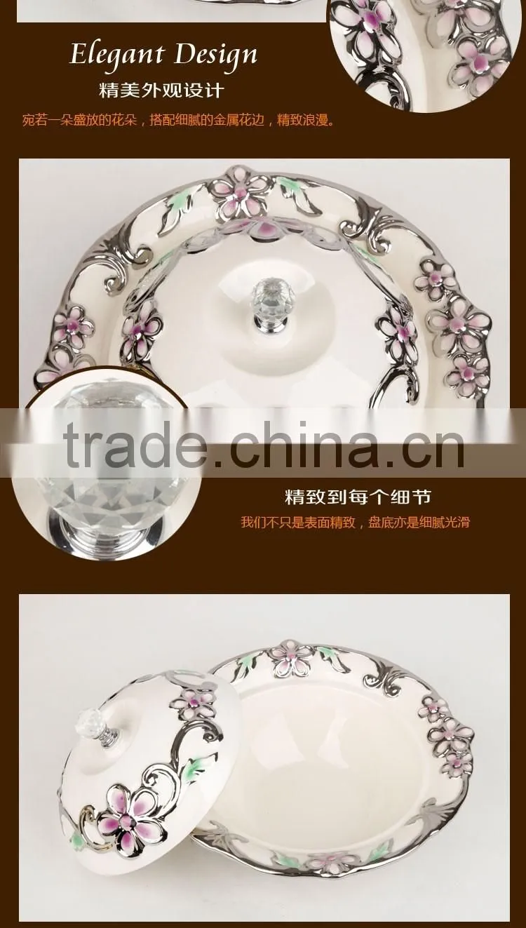 New style china fruit plate with lid/ ceramic dinnerware plate