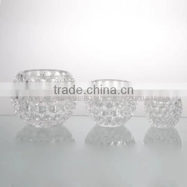 top grade polka dot pattern clear votive wedding candle holder set