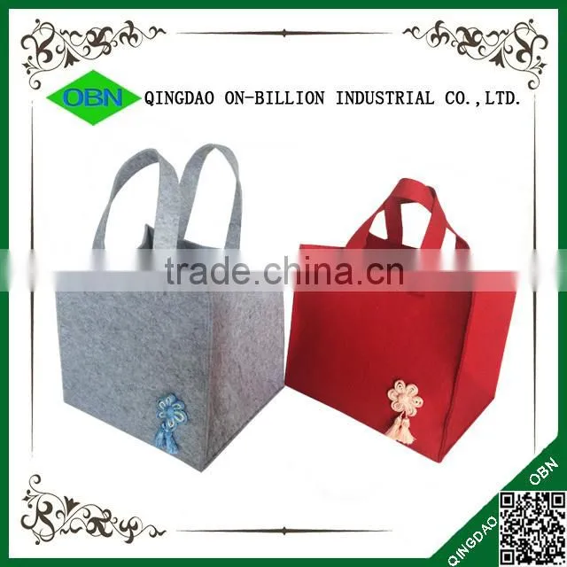 Large handmade grey cheap foldable felt shopping bag