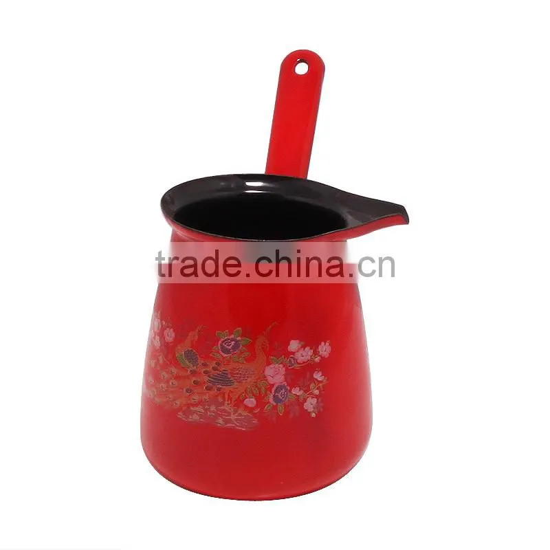 Red color enamel coffee pot/coffee jug with long handle