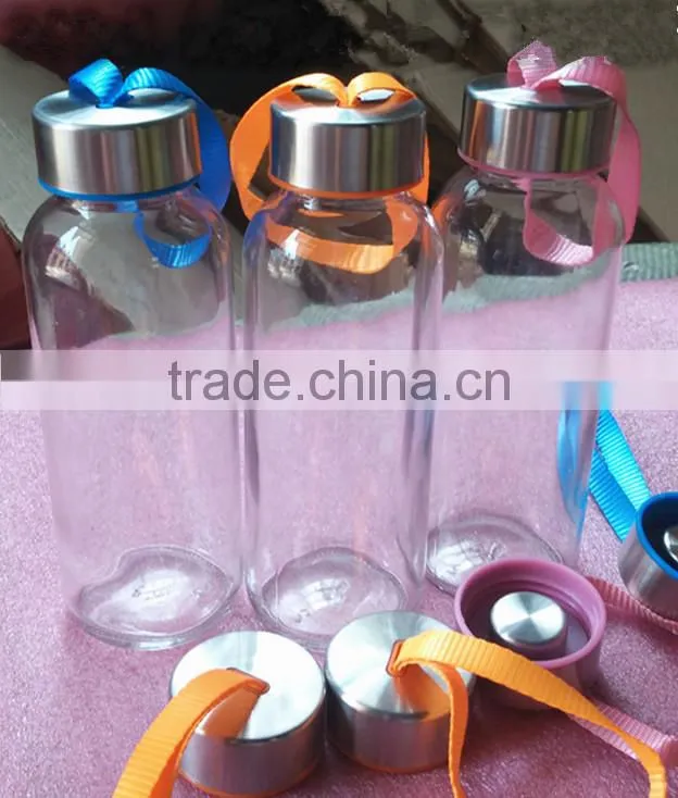 300ml custom private lable reusable glass water bottle with cloth cover