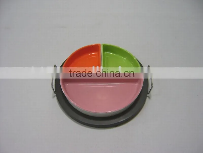 Smiling face shaped colorful stoneware snack tray