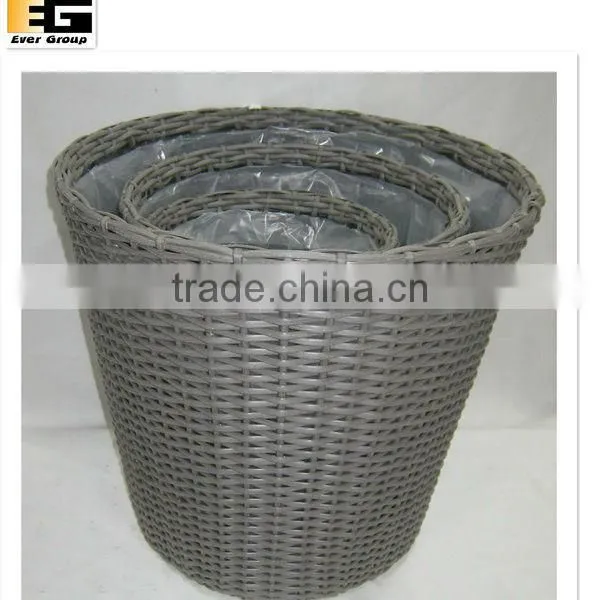 round gardening pe rattan flower stands/planter w/pvc