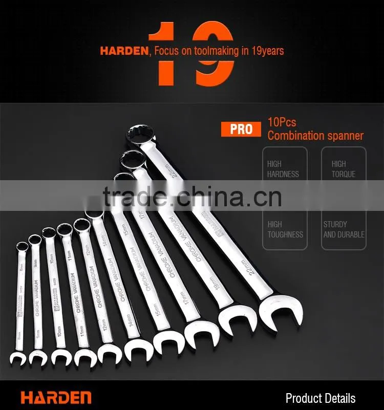 Chrome Vanadium 10 pcs combination spanner set various size tools of spanner