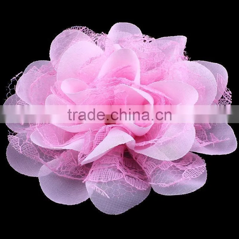 chiffon and lace flower clip for kids hair accessories for baby girl