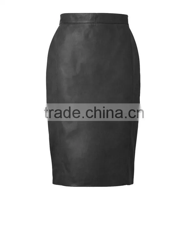 Fasshion vintage long skirts with back slit ladies leather skirt