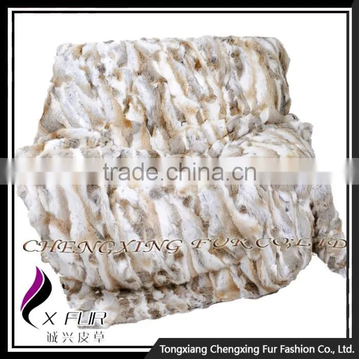 CX-D-11H Top Quality Home/Hotel Carpet Patchwork Rabbit Fur Fur Throw Blanket