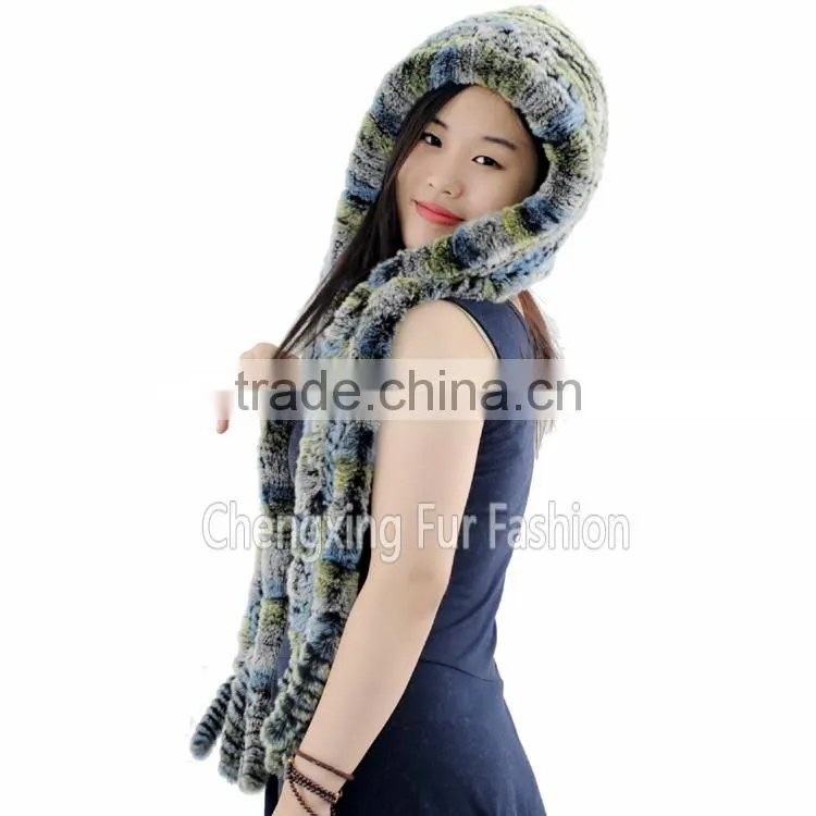 CX-C-41M Woman Winter Warm Rex Rabbit Russian Fur Hat