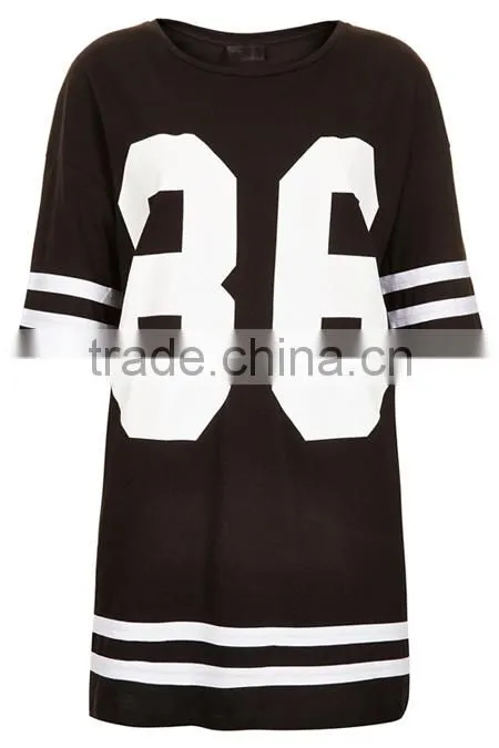 2014 New Fashion Women's Plus Size Baseball Tee T Shirt , Ladies' Loose Fit Short Striped Sleeve Baseball Jersey Top