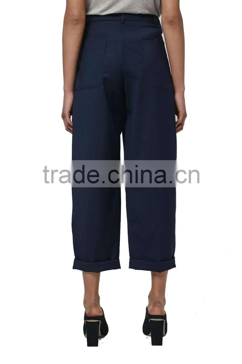 Latest fashion wide leg pant women ladies casual loose cropped coat pant