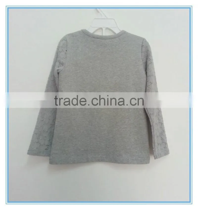 Girls printed lace sleeve t shirt, beautiful girl t shirt with printing, fancy gril long sleeve t shirt, bowknot decorated wear