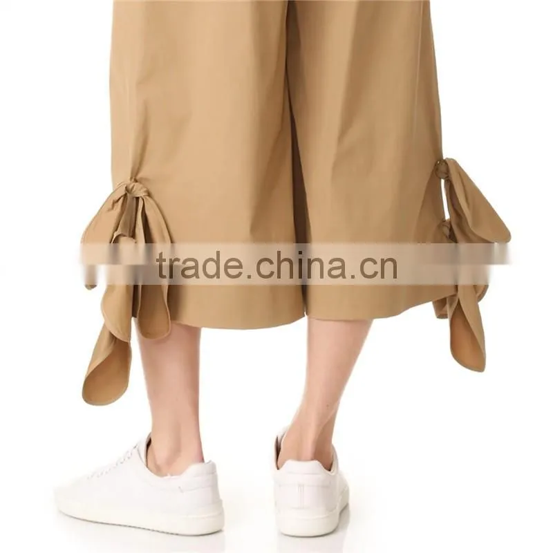 Puls size xxxl polished shirting side tie khaki cropped pants