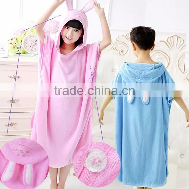 Children blanket poncho rabbit embroidery
