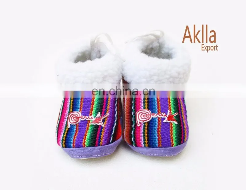 Peruvian Handmade Shoes for Baby of Aguayo Fabric