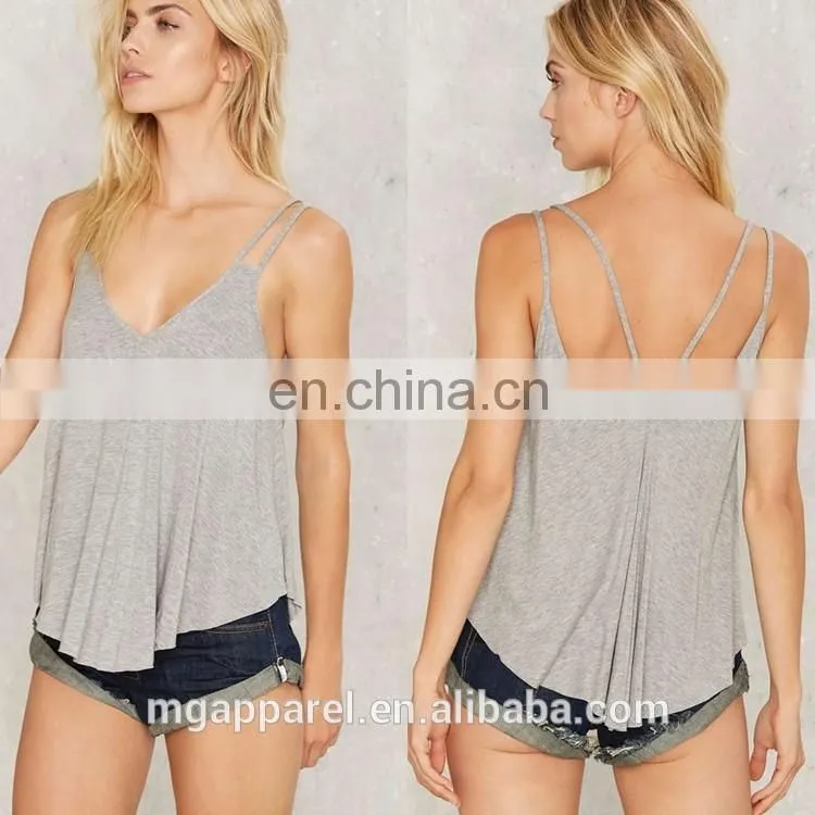 2017 Latest fashion top design straps details tank top women