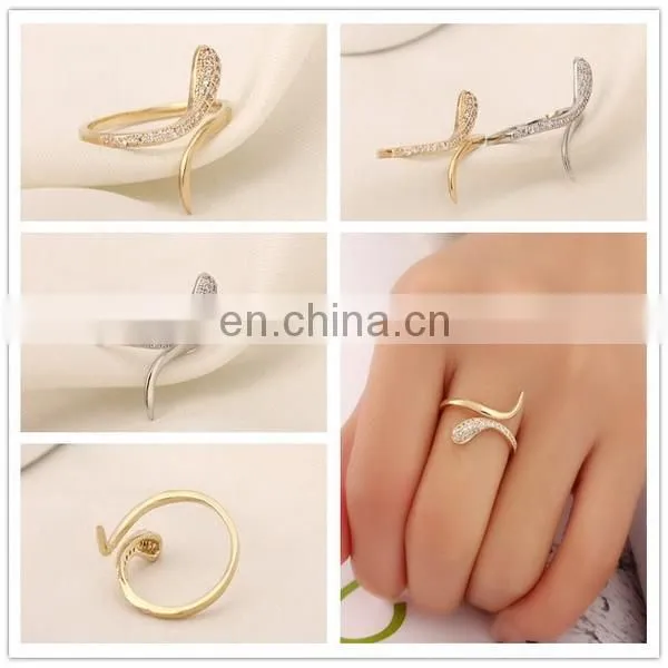 Delicate snake zircon cuff ring cluster sparkling ring fashion engagement jewelry