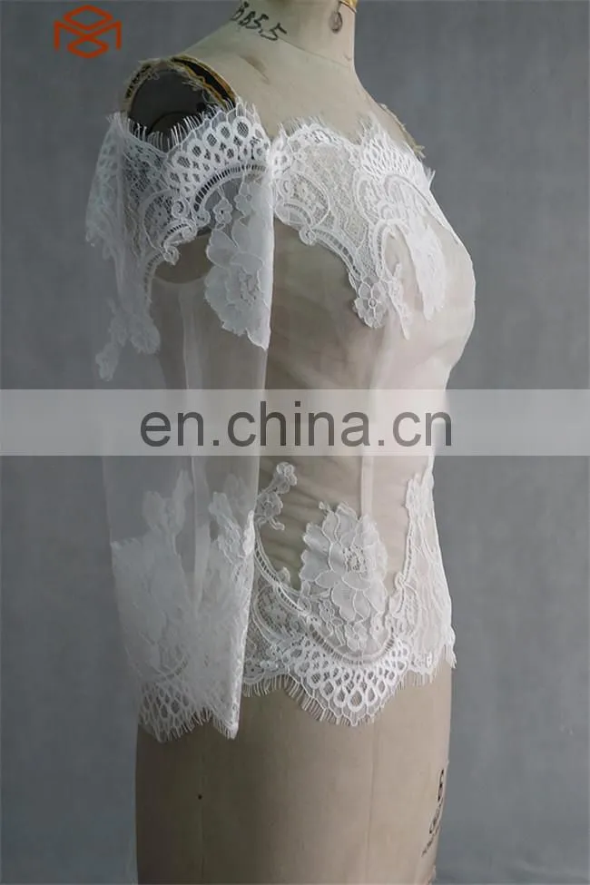 Plus size Lace Up Back Short Sleeve Lace Applique Off Shoulder Lace top