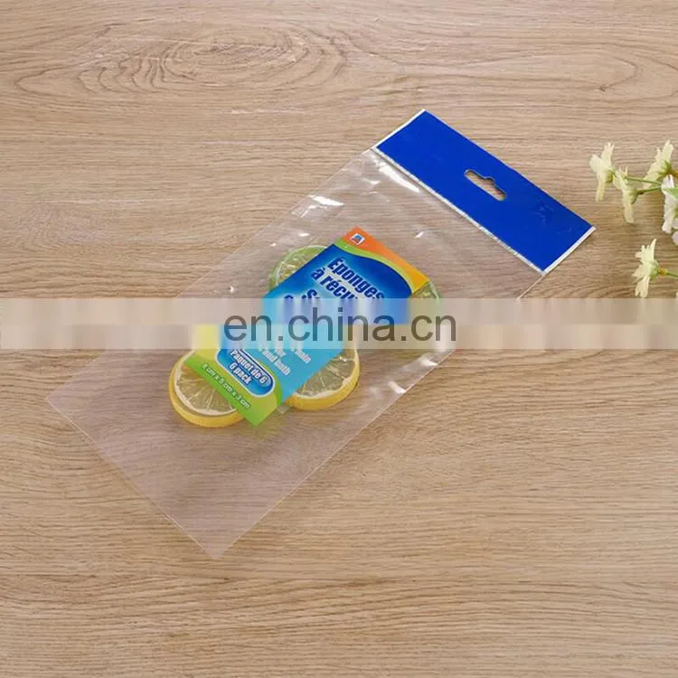 Custom size heat sealing opp bag transparent packaging with head handhole made in Guangzhou factory