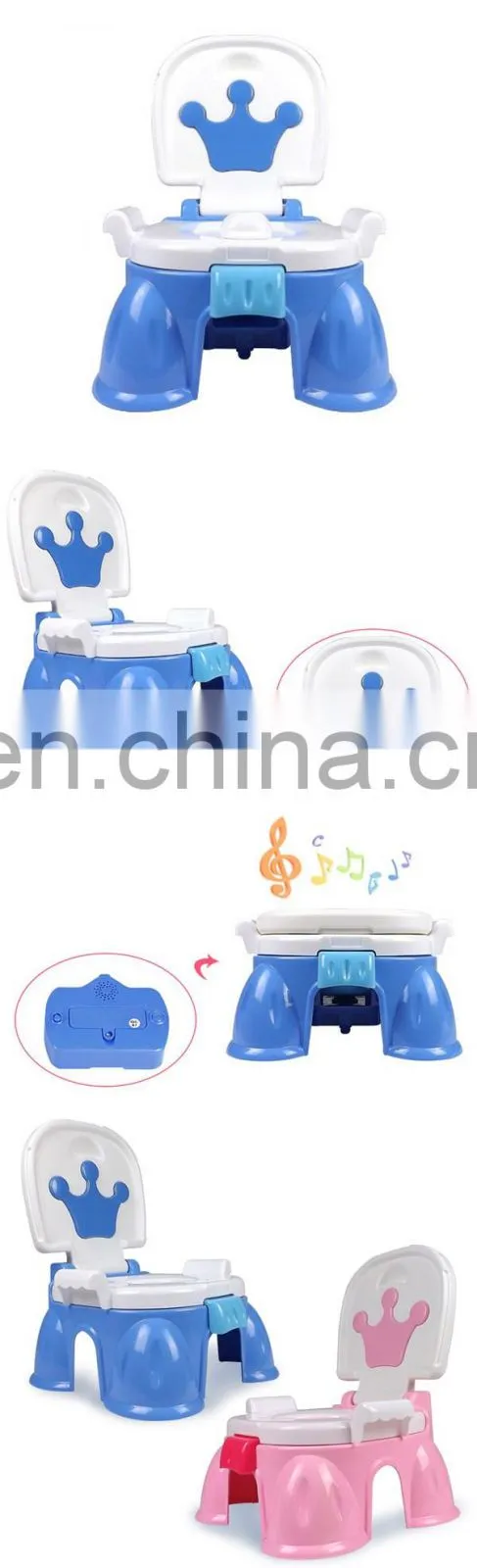 Novel design music induction plastic baby toilet seat with brush