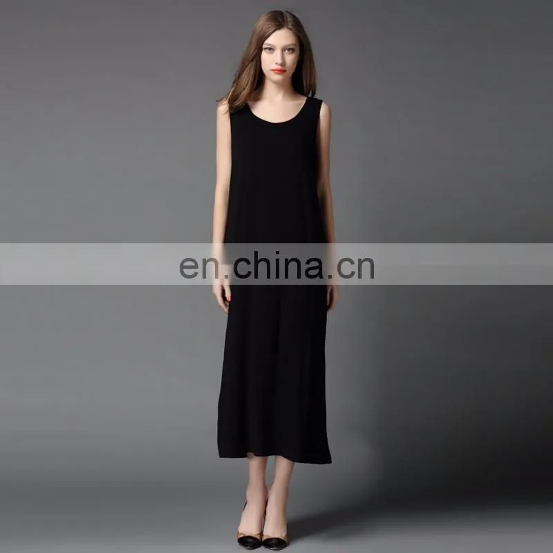 OEM plain color modal fabric girls slip dress women casual loose shirt basic maxi dress for summer