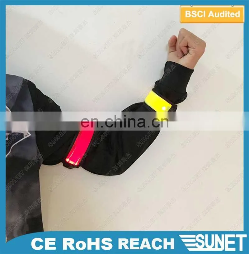 New products 2017 safe running high reflective light LED slap bracelets arm band