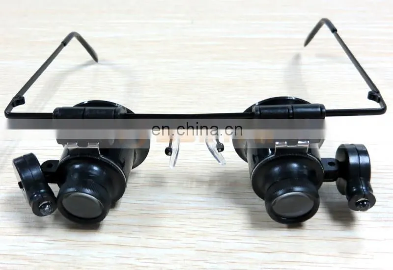 Binoculus Glasses Loupe LED Light 20X Eyewear Magnifier