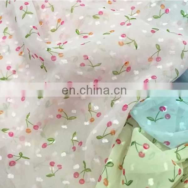 high quality chiffon printed fabric 75D for women's dress