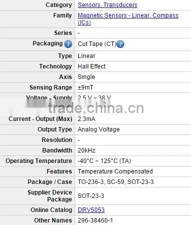 DRV5053/DRV5053VAQDBZR Analog-Bipolar Hall Effect Sensor