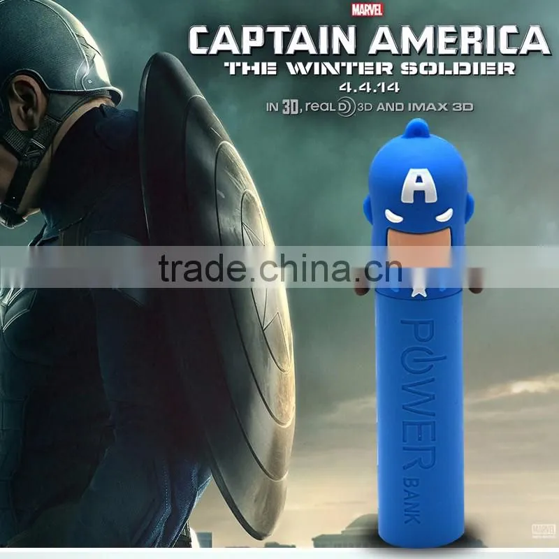 2600mAh PVC power bank cartoon avenger power bank for mobile phone