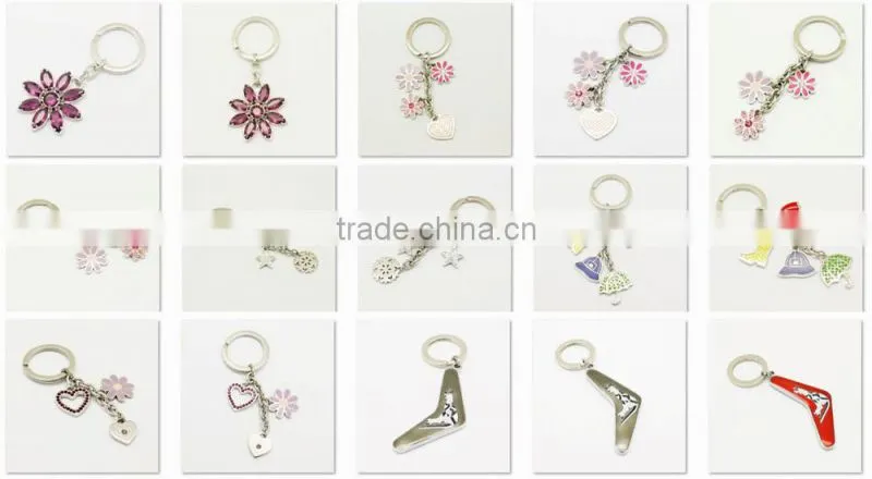 F letter metal key chain alphabet key ring with rhinestone paved
