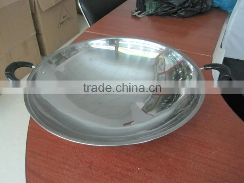 Luxury chinese style kitchen appliances induction stainless steel wok pan with both handles
