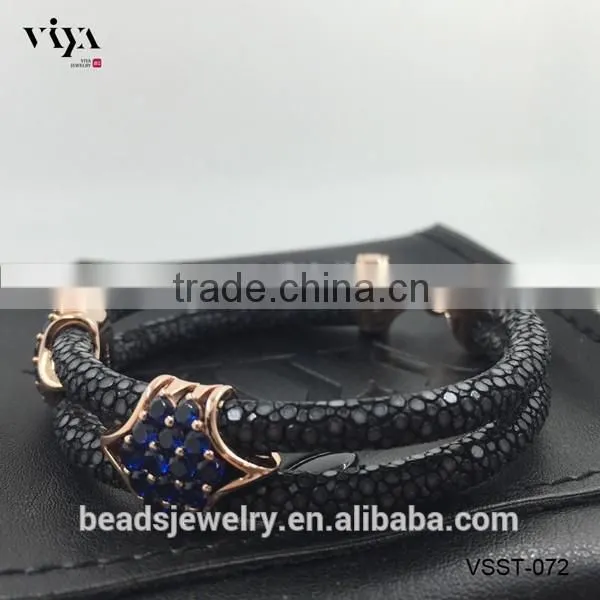 2016 Luxury Life Presents Hot Sale Stingray Bracelet Mens, Genuine Stingray Bracelets With Silver Clasp Red Diamond