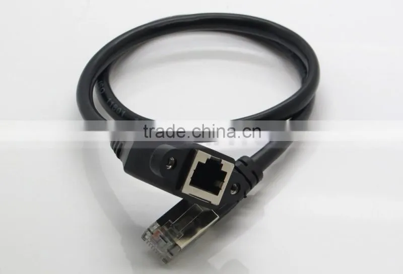 30CM 0.3M RJ45 Male to Female Screw Panel Mount Ethernet LAN Network Extension Cable
