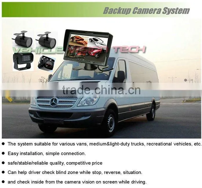 RV-7000V reversing camera with 7inch HD LCD QUAD monitor, CMOS/CCD camera backup camera system