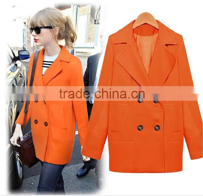 Fashion Womens Round Collar One Button Jacket Winter Long Wool Casual Overcoats