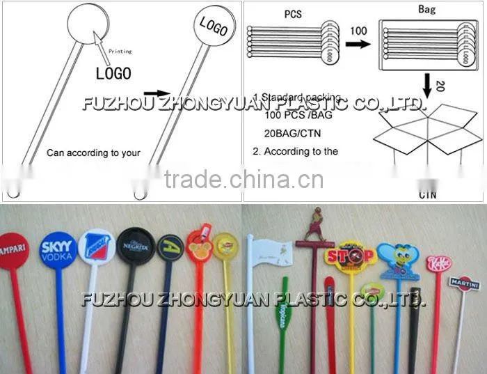 Revolving 3D ball plastic rod used in bar or restaurant available color, design logo
