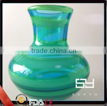 Engraved leadfree customized size popular model clear transparent green brown solid color vase