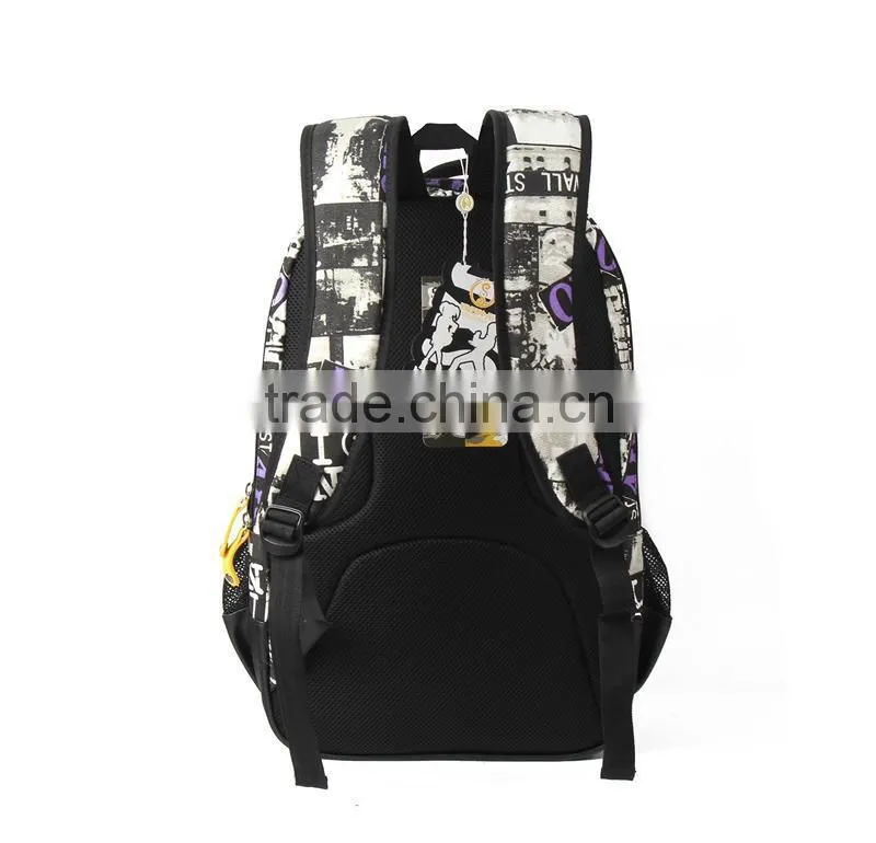 2015 New Printed Canvas School Backpack Leisure Bag Hiking Sports Backpack