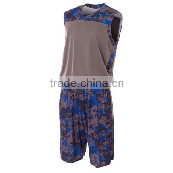 wholesale camouflage basketball uniform with sublimation and low moq