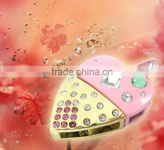 Beautiful Jewellery Heart Shape USB with Keychain for Gift