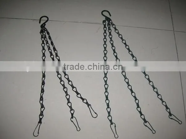 black steel single hook link chain for hanging basket