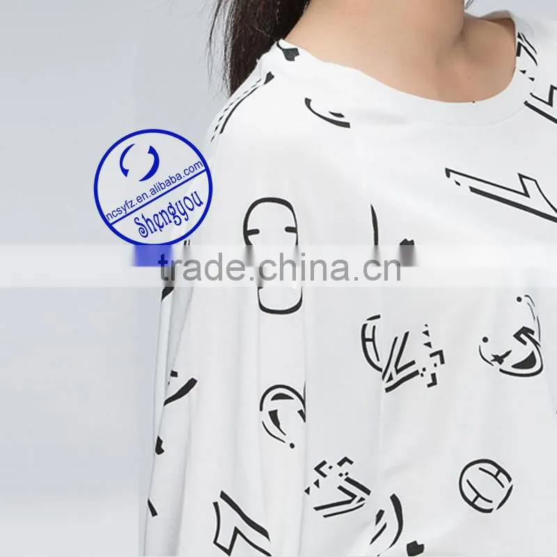 2015 new design 100% cotton custom women printed t-shirt wholesale